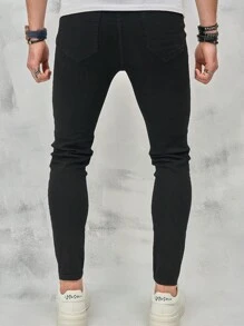 Jeans Desgastados Para Hombre - Negro - Ver 2