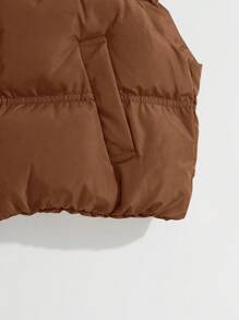 SHEIN Unity 女士前拉链冬季羽绒背心 - 棕色 - 查看 5