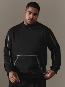 SHEIN Manfinity Homme Men's Plus Size Solid Color Round Neck Long Sleeve Casual Sweatshirt