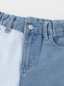 Tween 女孩時尚拼色無彈牛仔褲,甜美又前衛的風格 - 彩色 - 查看 4