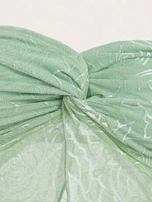 VaVaBold Jacquard Twisted Front Asymmetrical Hem Bandeau Top - Multicolor - View 6