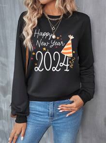 SHEIN LUNE 1 Peça Camiseta Com Estampa Redonda Com Gola