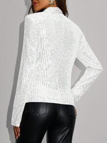 Allurite Open Front Glitter Jacket - Silver - View 2