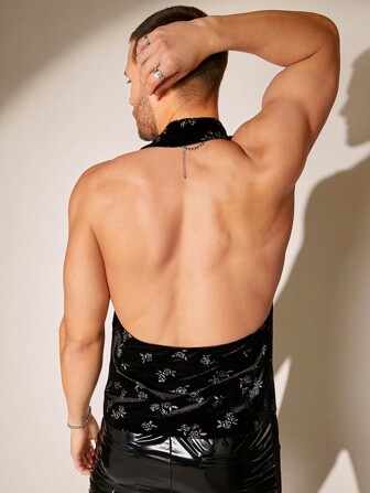 FeverCity Herr Enkel Blommigt Jacquard Kostym Västar