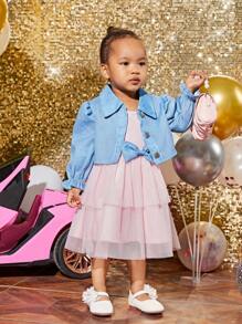 Baby Girls' Fashionable Jacket & Tulle Skirt Set With Bow Detail - Multicolor - View 6