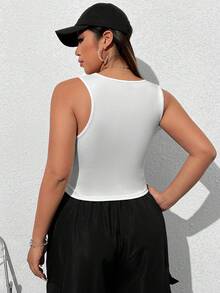 CovetEZ Kích thước lớn Của phụ nữ Ngày lễ tình nhân Slogan In Thon gọn Áo ba lỗ - trắng - Xem 2