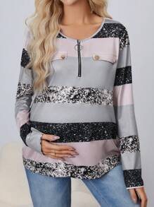 SHEIN 孕婦條紋長袖t恤 - 彩色 - 查看 3