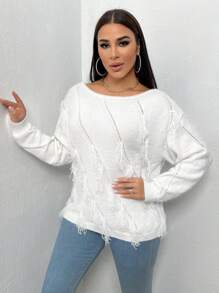 Zolique Ladies' Hollow Out Long Sleeve Sweater Knit Pullover Fall Winter Outfit