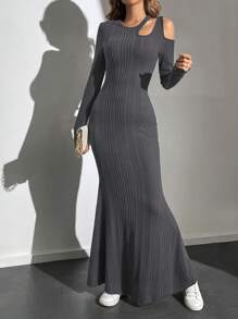 SHEIN Tall Hollow Out Bodycon Dress For Summer Women Daily Wear - Navy Blue - View 1