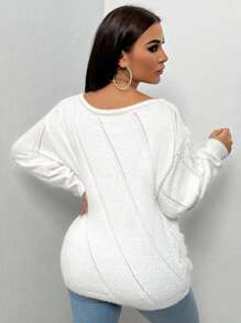 Zolique Ladies' Hollow Out Long Sleeve Sweater Knit Pullover Fall Winter Outfit