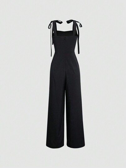 SHEIN MOD Solid Tie Shoulder Cami Jumpsuit
