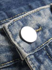 Men Star Print Jeans - Light Wash - View 3