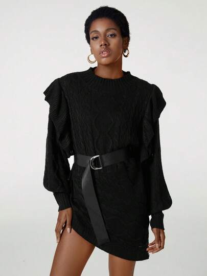 NILLARY Designer STYLE NUMBER 1/1- Kabelstickad lång tröja, för semester, semester, festival, Ibiza Passar