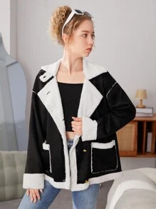 少女休閒街頭風格絨面保暖外套