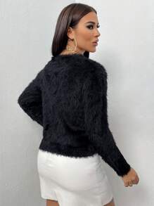 Allurite 長袖蓬鬆毛衣 - 深灰色 - 查看 2