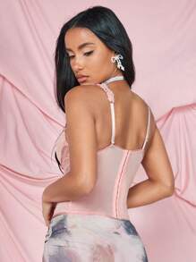 SHEIN BAE Fancy Women'S Lace Camisole With Splice Detail - Black - View 3