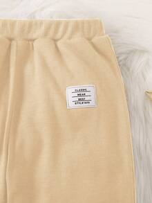 SHEIN Little Girls' Letter Print Fleece Joggers - Apricot - View 4