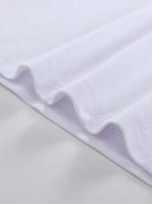 ROMWE MEN Street Life 2pcs/Set Men's Holiday Print Matched Short Sleeve T-Shirt And Shorts, Suitable For Everyday In Spring And Summer, School - Black and White - View 5