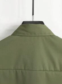 Manfinity Homme 男士度假纯色短袖衬衫和短裤休闲两件套，男友礼物 - 綠色 - 查看 5