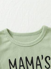 2套寶寶女孩日常休閒字母圖案圓領長袖上衣和長褲套裝,適用於家居 - 彩色 - 查看 4