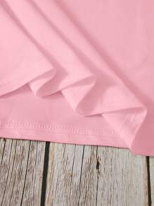 SHEIN EZwear 大尺寸卡通印花短袖t卹 - 粉色 - 查看 3