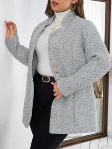 SHEIN Frenchy Tenue casual et simple pour tous les jours, pour l'hiver, Tailles plus - Gris - Voir 6