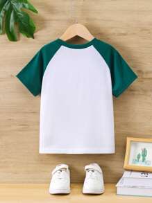 SHEIN Boys' Clover Print Raglan Sleeves Tee