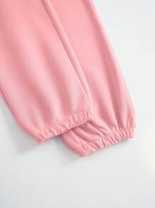 SHEIN Qutie 女士花卉和月亮圖案束腰哈倫褲 - 粉色 - 查看 5