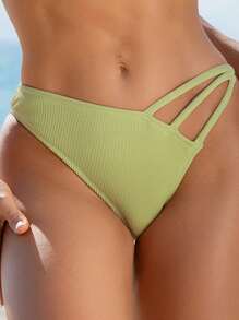 SHEIN Swim 夏季镂空细节比基尼泳装套装音乐节 - 橄欖綠 - 查看 4