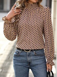 SHEIN Clasi Của phụ nữ In hoa Tay áo xù Áo sơ mi - Nhiều màu - Xem 3