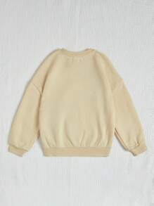 Sudadera De Cuello Redondo De Manga Larga De Punto Para Niñas