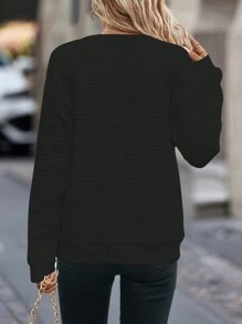 SHEIN LUNE Tay áo dài Giải trí Áo nỉ - màu đen - Xem 2