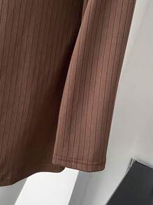 Flirla Plus Size Women's Long Sleeve T-Shirt With Single-Breasted Closure Fall Cloth For Women - Khaki - View 3