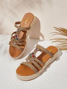 Styleloop Women's Thick Bottom Sandals - Gold - View 2