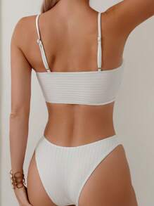 SHEIN Swim Effen kleur hoog uitgesneden bikiniset tweedelige set zomerstrand