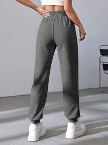 SHEIN EZwear Women'S Elastic Waist Joggers - Dark Grey - View 2