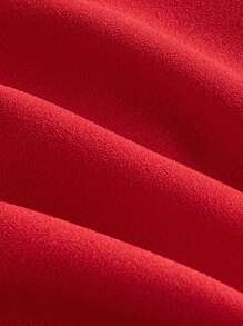 Young Girl Knitted Solid Ruched Bodycon Casual Skirt - Red - View 3