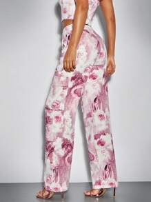 SHEIN BAE 粉色牛仔連身褲和情人節裝飾 - 粉色 - 查看 2