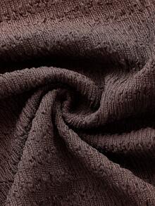 SHEIN EZwear 纯色针织美人鱼下摆紧身裙，采用纹理面料 - 巧克力棕 - 查看 3