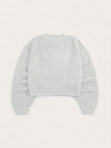 SHEIN Essnce Solid Color Long Sleeve Sweater - White - View 2