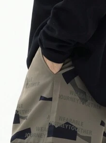SHEIN 青少年男童時尚迷彩字母印花復古軍裝褲 - 彩色 - 查看 3