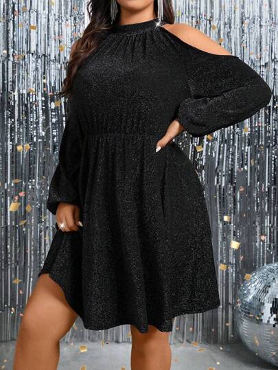 SHEIN Clasi Plus Size Cold Shoulder Sleeve Dress