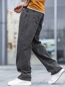 Manfinity Hypemode Nam Quần legging thẳng Bông Túi nghiêng - Màu xám đen - Xem 5