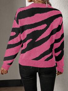 SHEIN Essnce 圓領長袖毛衣 - 玫紅色 - 查看 2