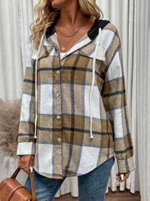 SHEIN LUNE 女用格紋連帽休閒夾克 - 彩色 - 查看 6