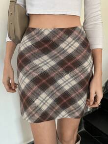 SHEIN Essnce 女士格子菱形裙 - 彩色 - 查看 6