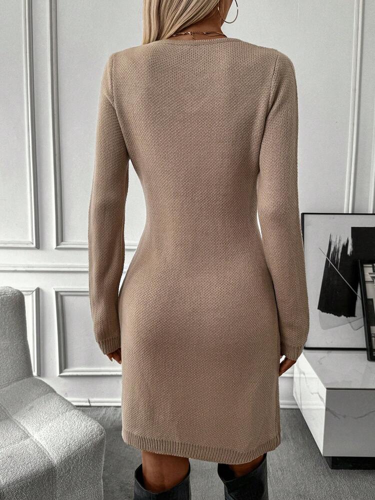 Women's Slim Fit V-Neck Sweater Dress Fall Cloth For Women