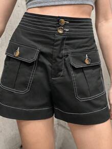 SHEIN Essnce Women'S Cargo Pocket Shorts