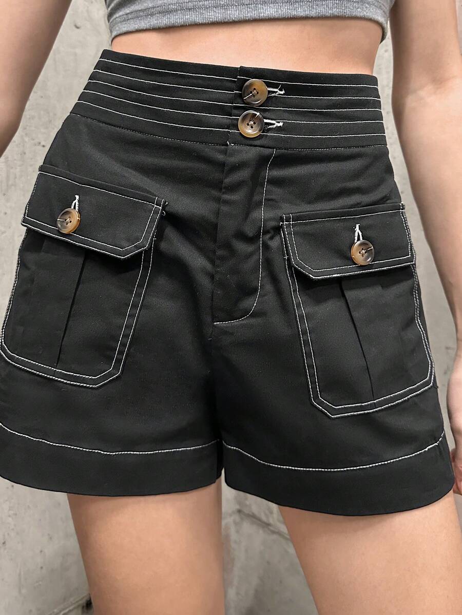 SHEIN Essnce Women'S Cargo Pocket Shorts