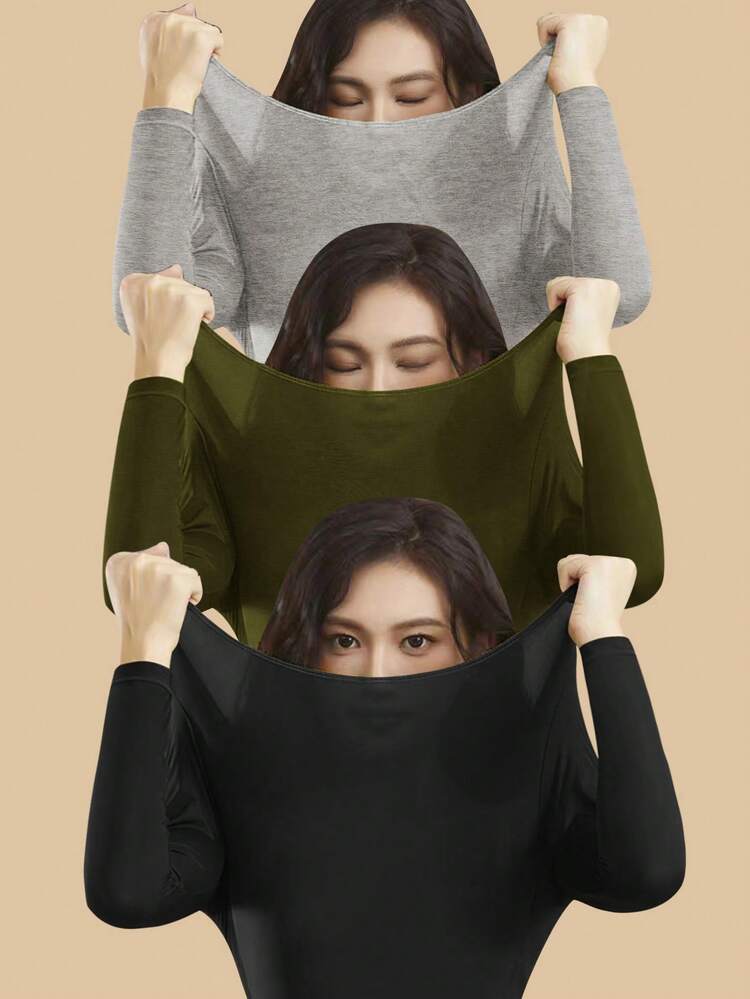 Plus Size Round Neck High Elasticity T-Shirt Set (3pcs)